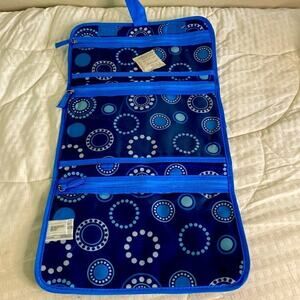 NWOT Hanging Travel Bag Blue and White Stripes.